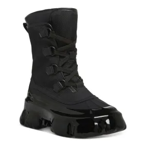 STEVE MADDEN Womens Black Lug Sole Trench Round Toe Block Heel Rain Boots 8.5 M