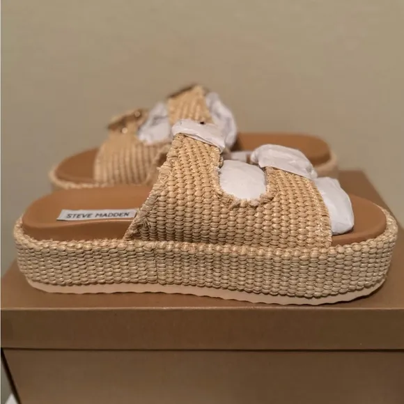 Steve Madden Women's Tan Raffia Sandals Size 7.5