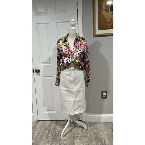 St. john White Stretch Twill Skirt Size 12 NWT