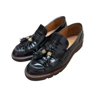 STUART WEITZMAN Black MANILA Tassel Penny 1.5&quot; Heel Loafers Size 9 W