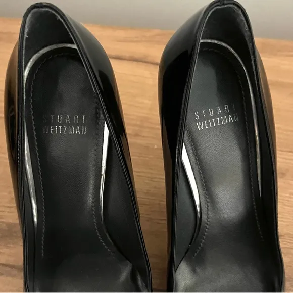 STUART WEITZMAN Black Patent Leather Stiletto Heels Pumps Womens 8.5 EUC