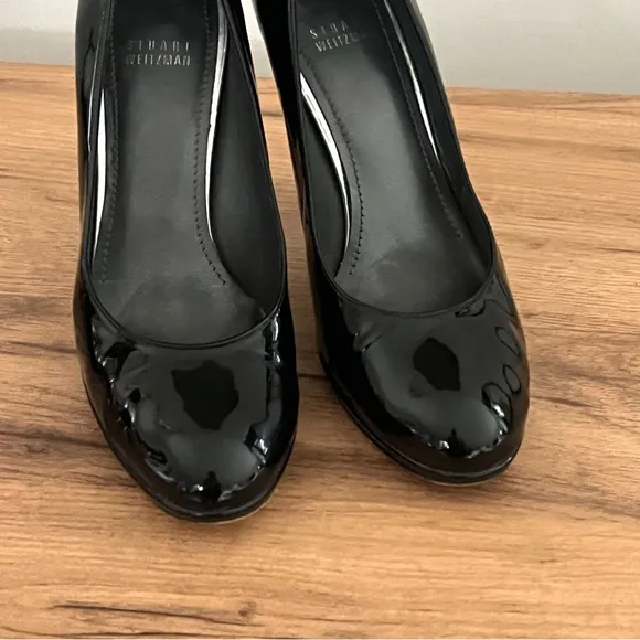 STUART WEITZMAN Black Patent Leather Stiletto Heels Pumps Womens 8.5 EUC