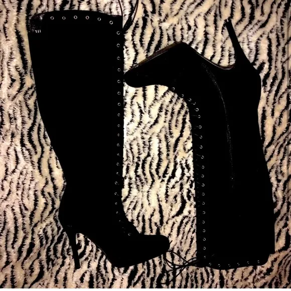 Stuart Weitzman Laced Up Over the Knee High Heel Boots