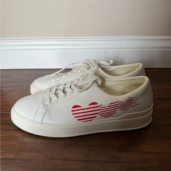 Stuart Weitzman Low Too Heart Men’s White leather Sneakers-Size 12