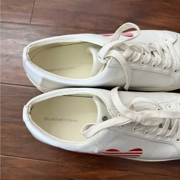 Stuart Weitzman Low Too Heart Men’s White leather Sneakers-Size 12