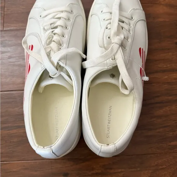 Stuart Weitzman Low Too Heart Men’s White leather Sneakers-Size 12