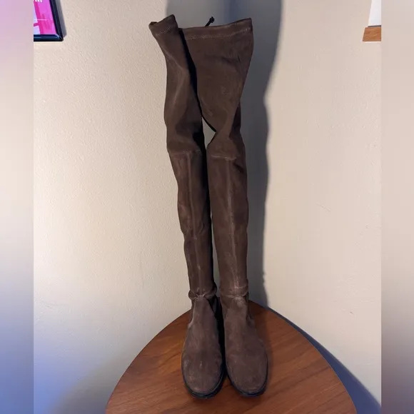 Stuart Weitzman Lowland Suede Thigh-High Boots in Brown Size 8