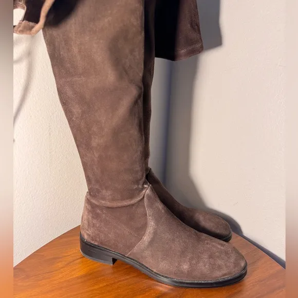 Stuart Weitzman Lowland Suede Thigh-High Boots in Brown Size 8