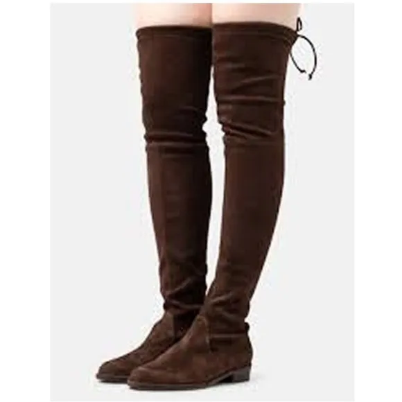 Stuart Weitzman Lowland Suede Thigh-High Boots in Brown Size 8
