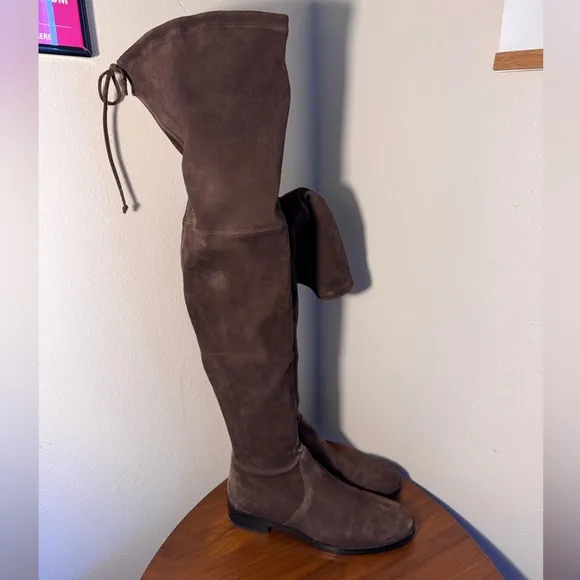 Stuart Weitzman Lowland Suede Thigh-High Boots in Brown Size 8