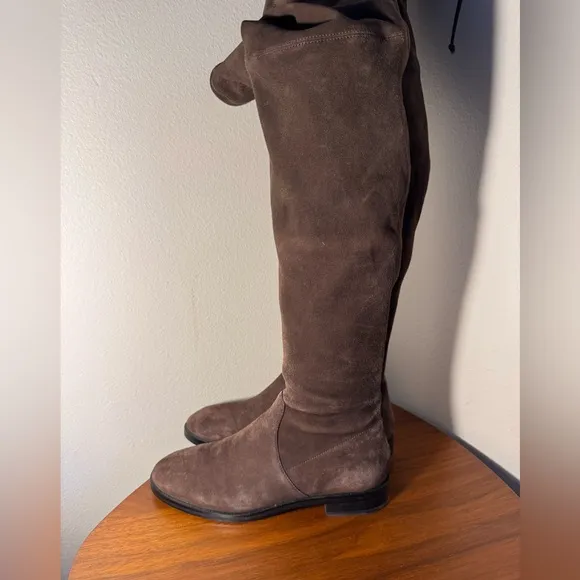 Stuart Weitzman Lowland Suede Thigh-High Boots in Brown Size 8