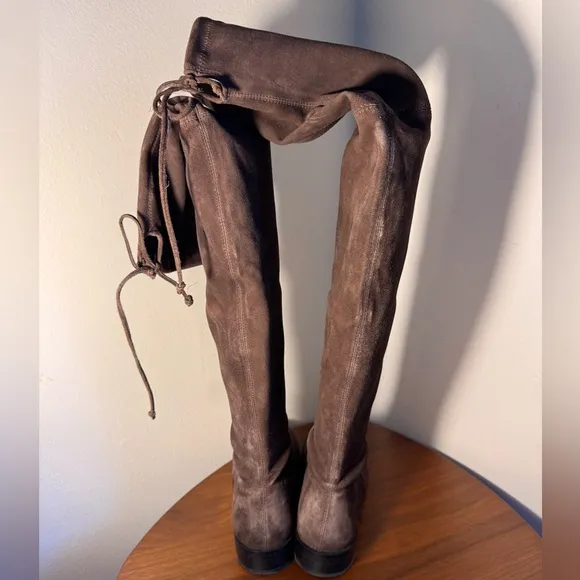 Stuart Weitzman Lowland Suede Thigh-High Boots in Brown Size 8