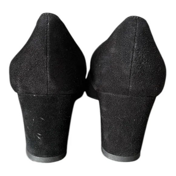 STUART WEITZMAN Mary Mid Black Suede Pumps Block Heel Office Siren Career 6.5