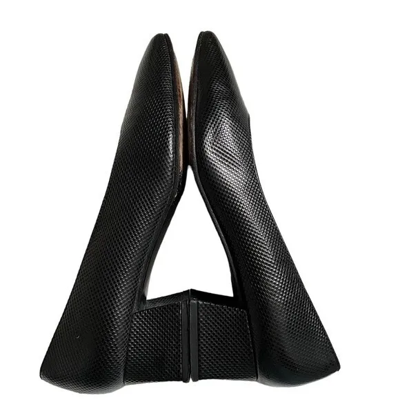 Stuart Weitzman Pumps Black Leather Textured Block Heel Career Shoes Size 6