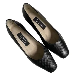 Stuart Weitzman Pumps Black Leather Textured Block Heel Career Shoes Size 6