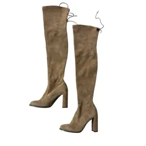 Stuart Weitzman Suede Taupe Over the Knee High Boots Size 5.5 Workwear