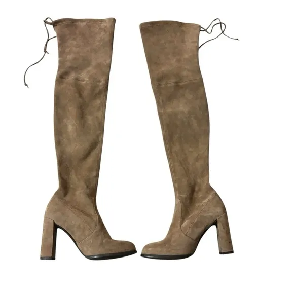 Stuart Weitzman Suede Taupe Over the Knee High Boots Size 5.5 Workwear
