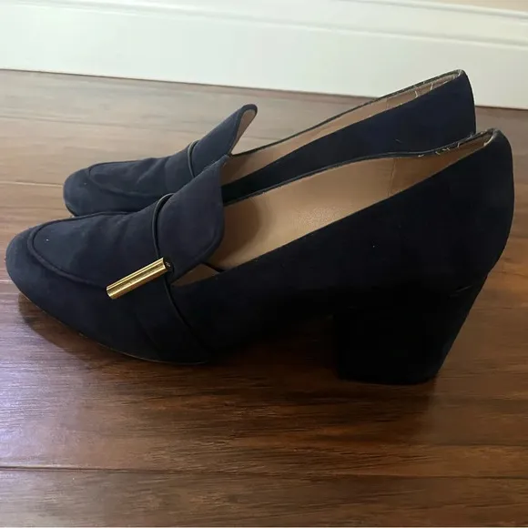 Stuart Weitzman The Preston Cylinder Pump Loafer-Navy Blue Size 9.5