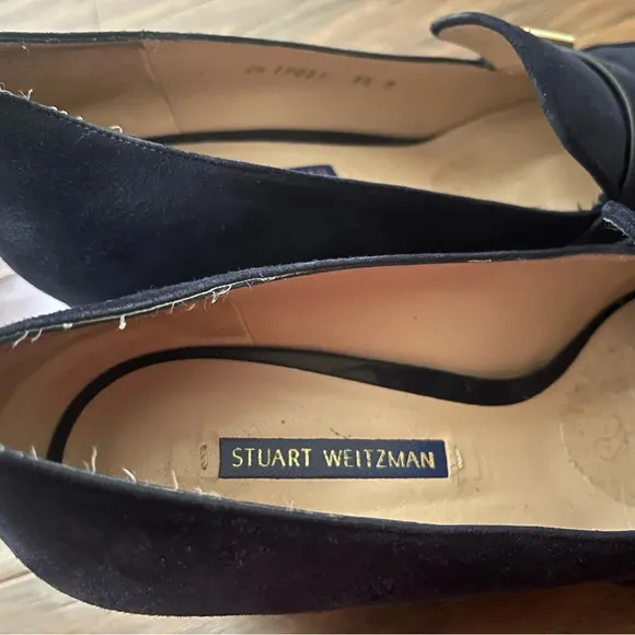Stuart Weitzman The Preston Cylinder Pump Loafer-Navy Blue Size 9.5
