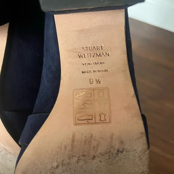 Stuart Weitzman The Preston Cylinder Pump Loafer-Navy Blue Size 9.5