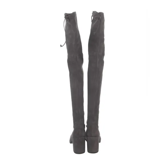 Stuart Weitzman Tieland Gray SUEDE Stretch OVER THE KNEE HIGH HEEL BOOTS 8.5​