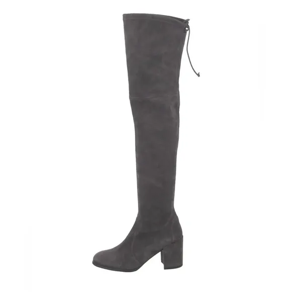 Stuart Weitzman Tieland Gray SUEDE Stretch OVER THE KNEE HIGH HEEL BOOTS 8.5​