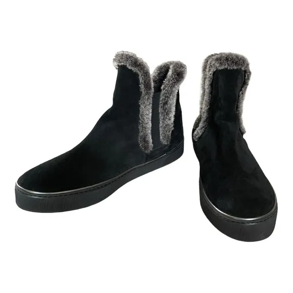 Stuart Weitzman Winter Suede Fur-Trim Ankle Boots | Size 9M