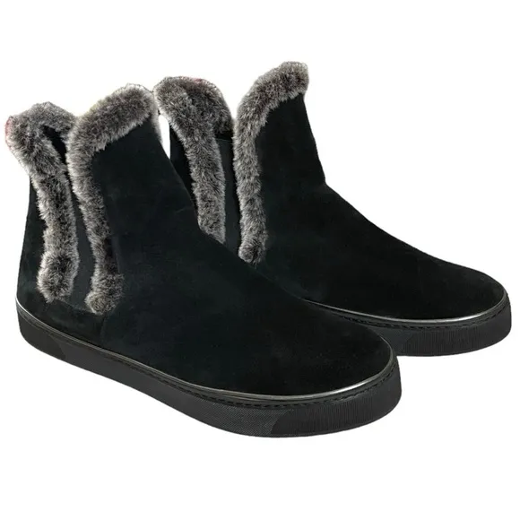 Stuart Weitzman Winter Suede Fur-Trim Ankle Boots | Size 9M