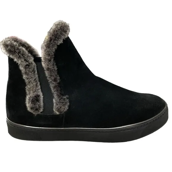 Stuart Weitzman Winter Suede Fur-Trim Ankle Boots | Size 9M