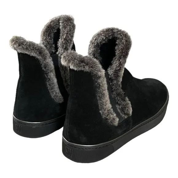 Stuart Weitzman Winter Suede Fur-Trim Ankle Boots | Size 9M