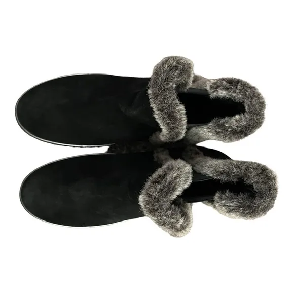 Stuart Weitzman Winter Suede Fur-Trim Ankle Boots | Size 9M