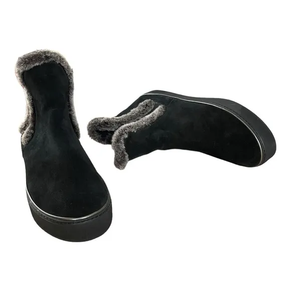 Stuart Weitzman Winter Suede Fur-Trim Ankle Boots | Size 9M
