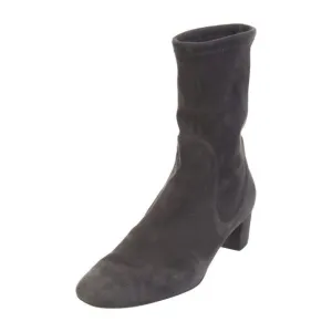 STUART WEITZMAN Womens Black Gray Ernestine Block Heel Leather Heeled Boots 5.5