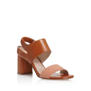 STUART WEITZMAN Womens Brown Mixed Media Erica Sculpted Heel Leather Sandals 8 M