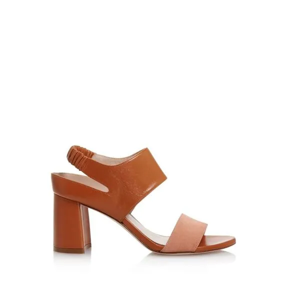 STUART WEITZMAN Womens Brown Mixed Media Erica Sculpted Heel Leather Sandals 8 M