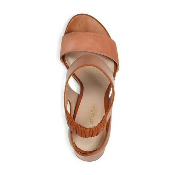 STUART WEITZMAN Womens Brown Mixed Media Erica Sculpted Heel Leather Sandals 8 M
