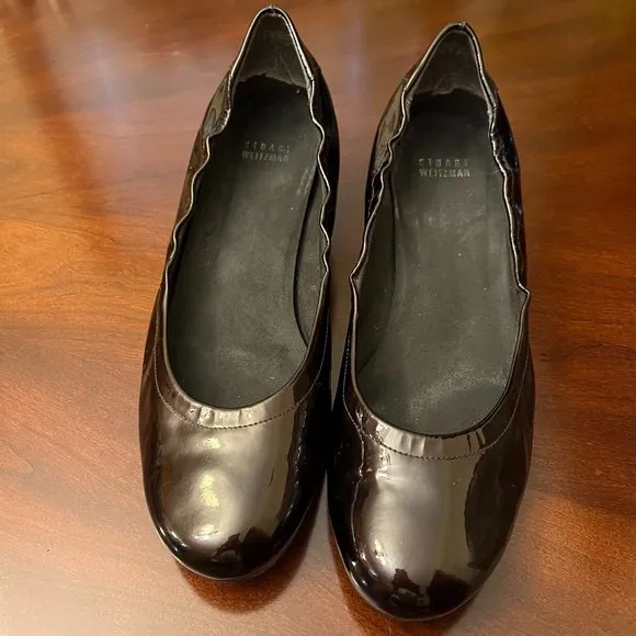 Stuart Weitzman  Women's Brown Patent Leather Scrunch Pumps Size 11M
