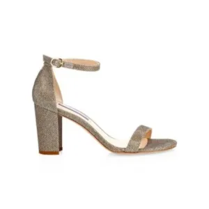 STUART WEITZMAN Womens Gold Amelina Square Toe Block Heel Leather Sandals 9.5