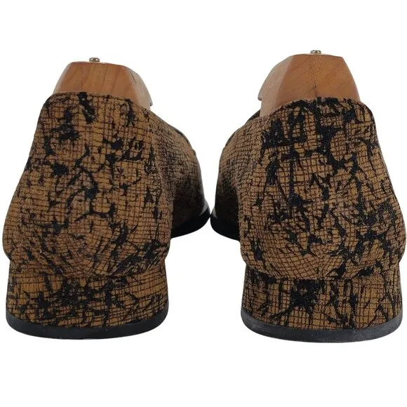 Stuart Weitzman Women's size 6.5AA Brown Black Tweed Dress Shoes Tassel Loafers