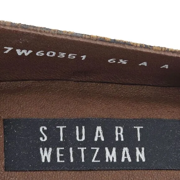 Stuart Weitzman Women's size 6.5AA Brown Black Tweed Dress Shoes Tassel Loafers