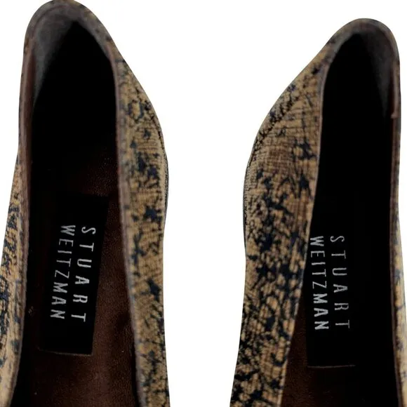Stuart Weitzman Women's size 6.5AA Brown Black Tweed Dress Shoes Tassel Loafers