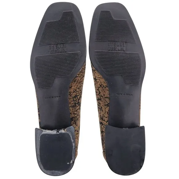 Stuart Weitzman Women's size 6.5AA Brown Black Tweed Dress Shoes Tassel Loafers