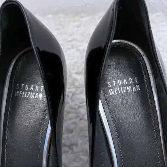 STUART WEITZMAN Womens Black Patent Leather Classic Pumps Sz 9 M