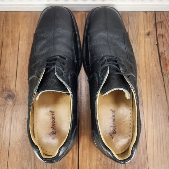 Studio Belvedere Bay Bridge Mens Sz 15 D Black Pebble Leather Derby Dress Shoes