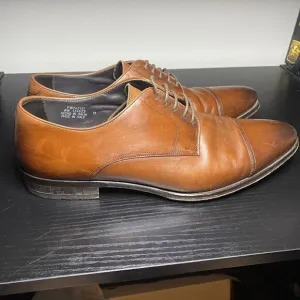 Suitsupply Mens Size 11 Brown Leather Cap Toe Dress Shoes Made In Italy