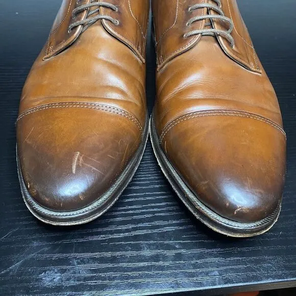 Suitsupply Mens Size 11 Brown Leather Cap Toe Dress Shoes Made In Italy