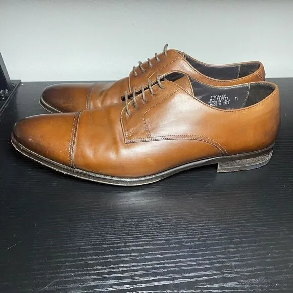Suitsupply Mens Size 11 Brown Leather Cap Toe Dress Shoes Made In Italy