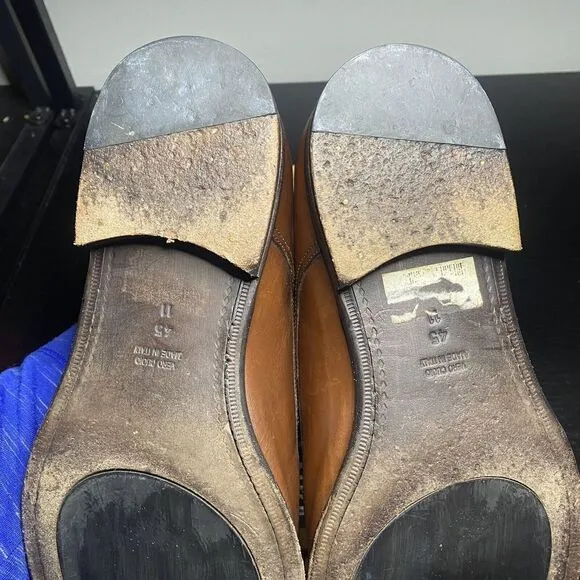 Suitsupply Mens Size 11 Brown Leather Cap Toe Dress Shoes Made In Italy
