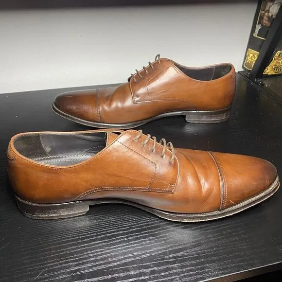 Suitsupply Mens Size 11 Brown Leather Cap Toe Dress Shoes Made In Italy