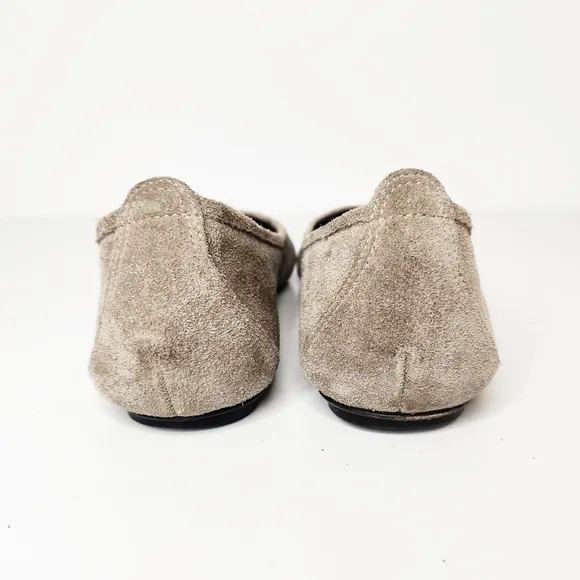 Sundance Grey Suede Leather Rhinestone Embellished Slip On Ballet Flats 41 10